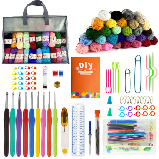Kit de Crochet Completo 104 Piezas para Principiantes | 30 Ovillos de Algodón de Leche y Manual